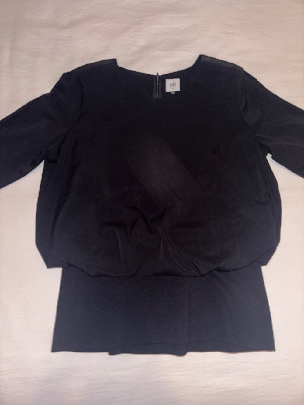CAbi Black Blouson Scoop-Neck Women's Top